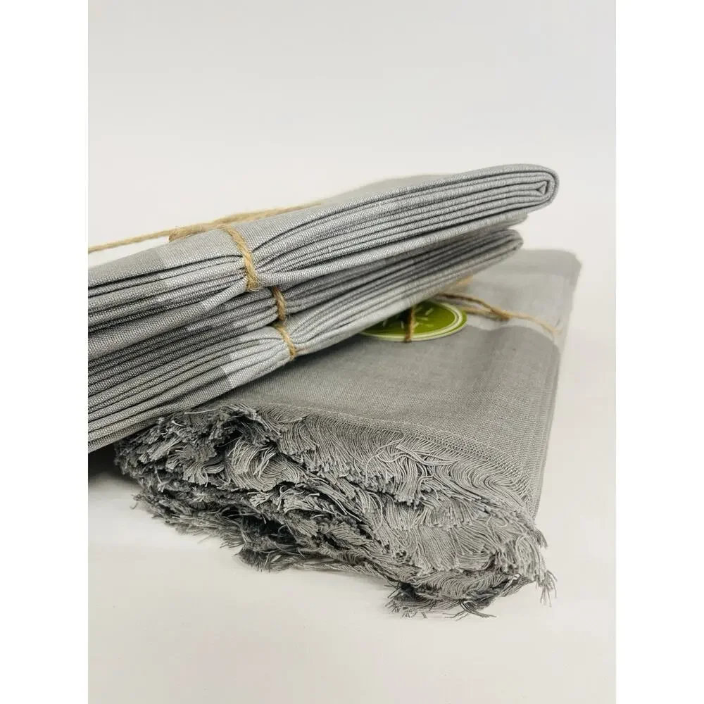 Natural Cloth 18x18” Table Napkin With Fringes‎ Modern Style 12-pack Gray